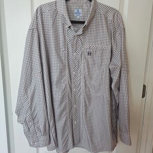 HEYBO Outdoors Vented Peach Blue and Plaid Fishing Outdoor Men Shirt